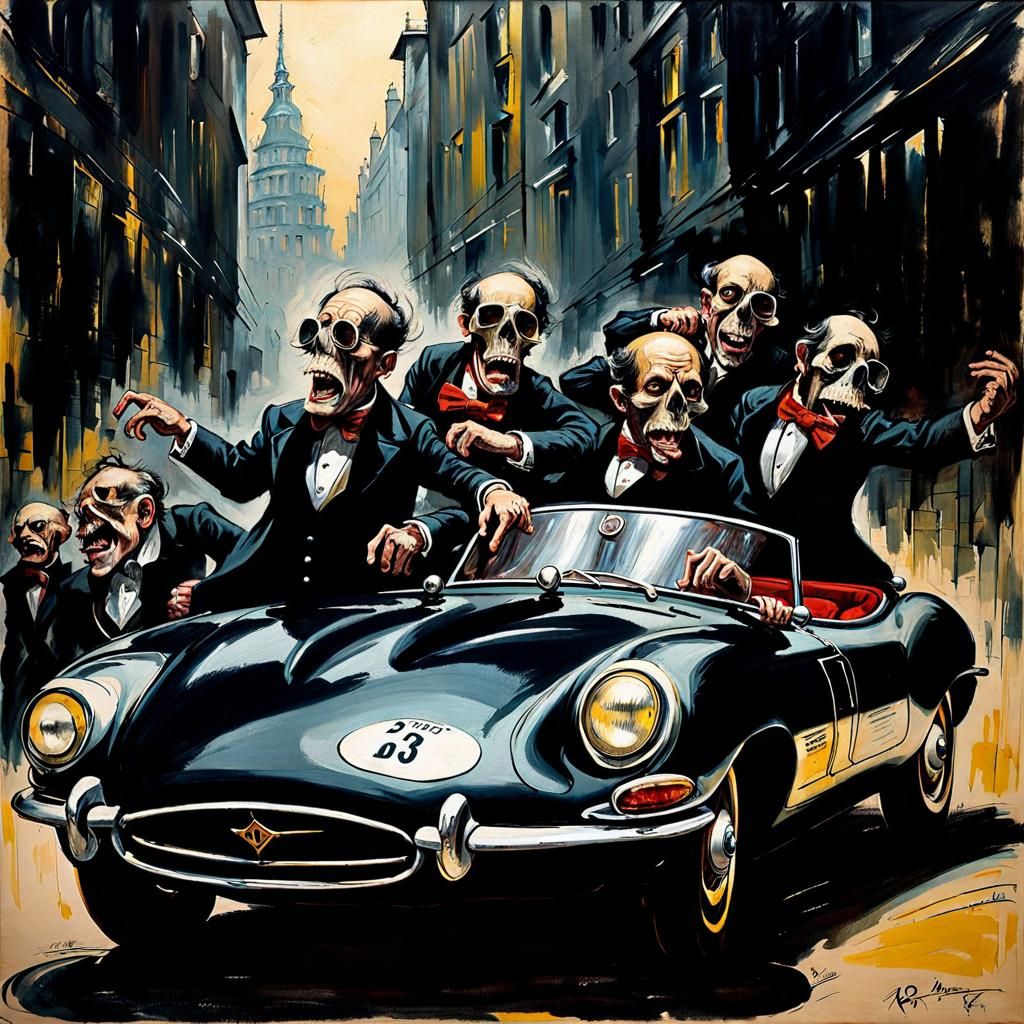 Psycho Mutants punk Jaguar E-type car