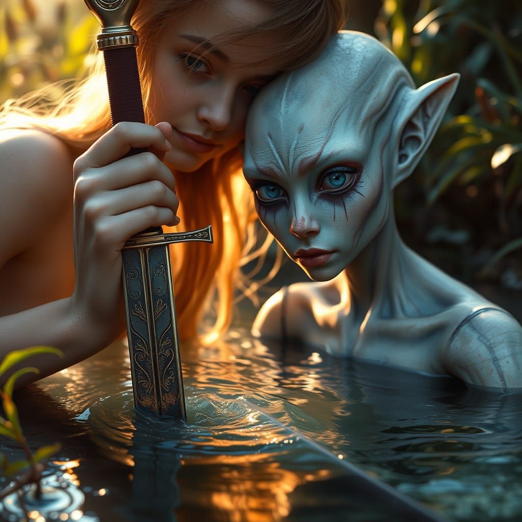 Morgana Receives Sword From Alien Woman in Ethereal Sci-Fi S...