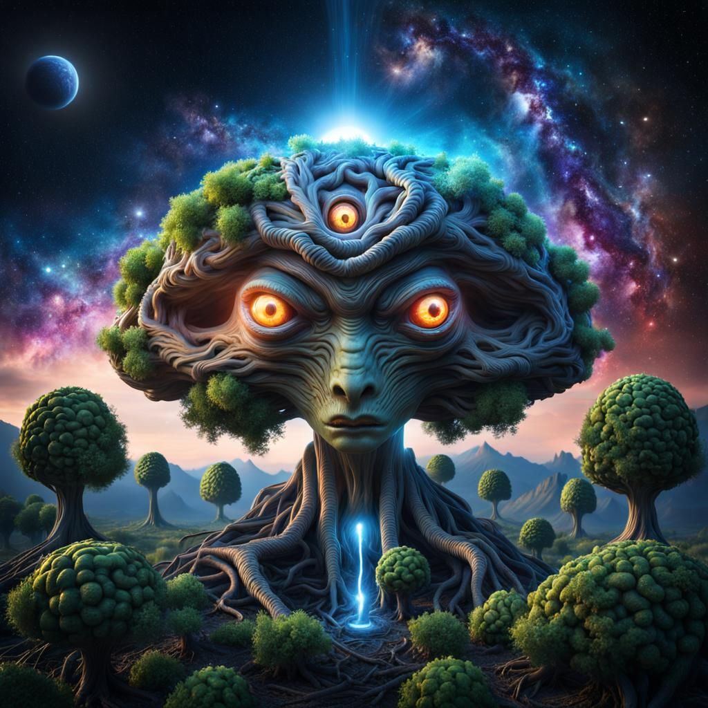Cosmic Tree Being with All-Seeing Eyes