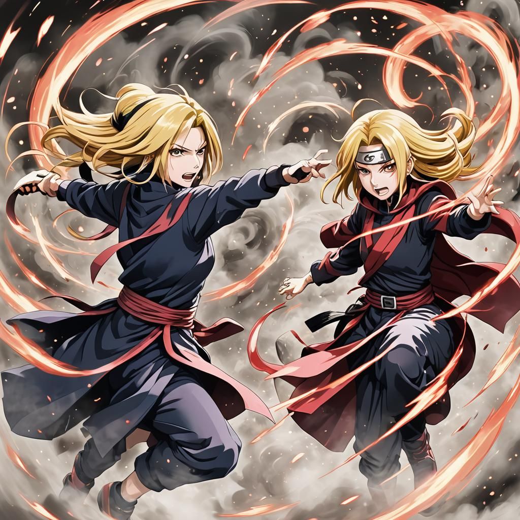 Sakura Haruno Attacks Deidara in Anime Style
