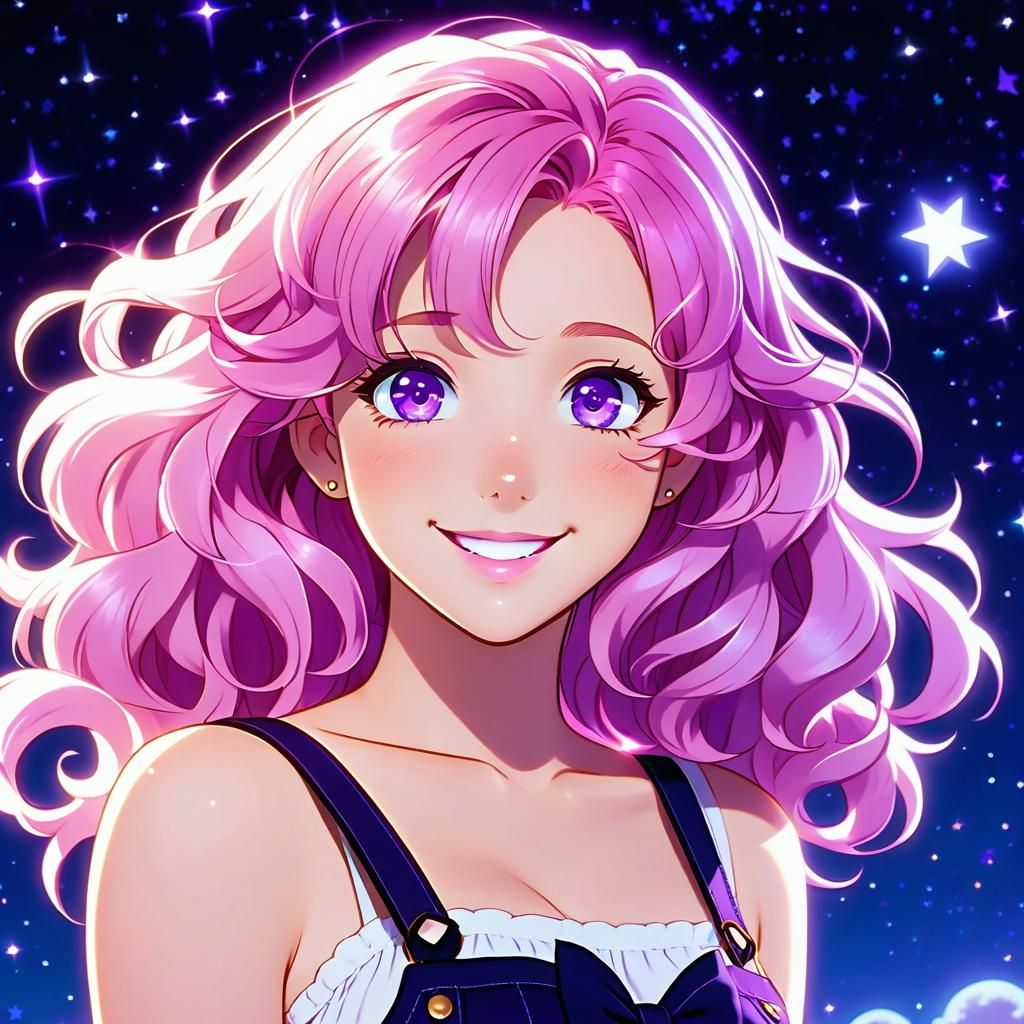 Anime Girl with Pink Hair in Manga Style