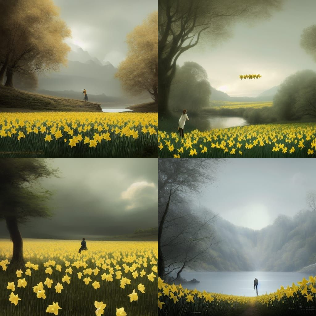 Golden Daffodils Dancing in the Breeze