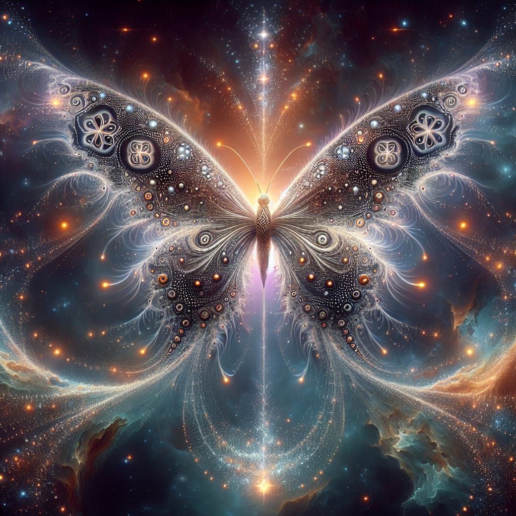 Cosmic Butterfly in Fractal Art Style