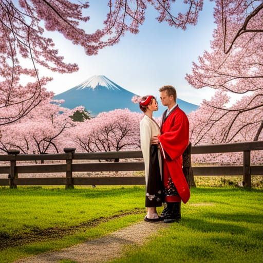 Samurai Spike and Geisha Buffy at Mt. Fuji