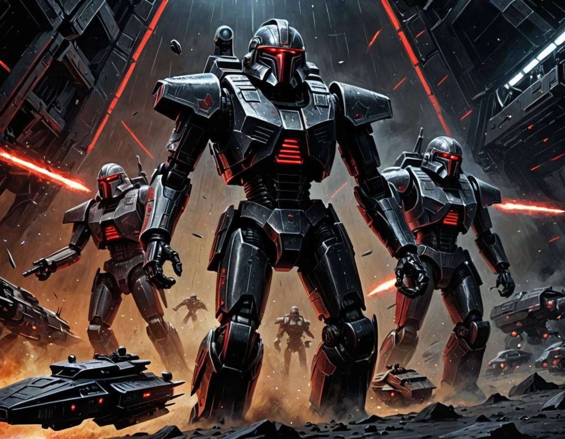 Cylon Raiders in Formation: Impasto Style