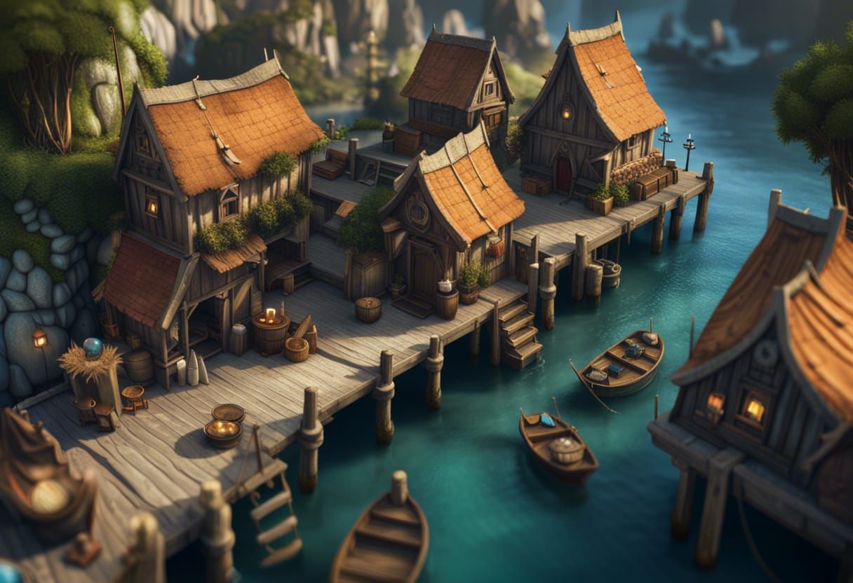 Gnomish Coastal Village: A Magical Fantasy Port