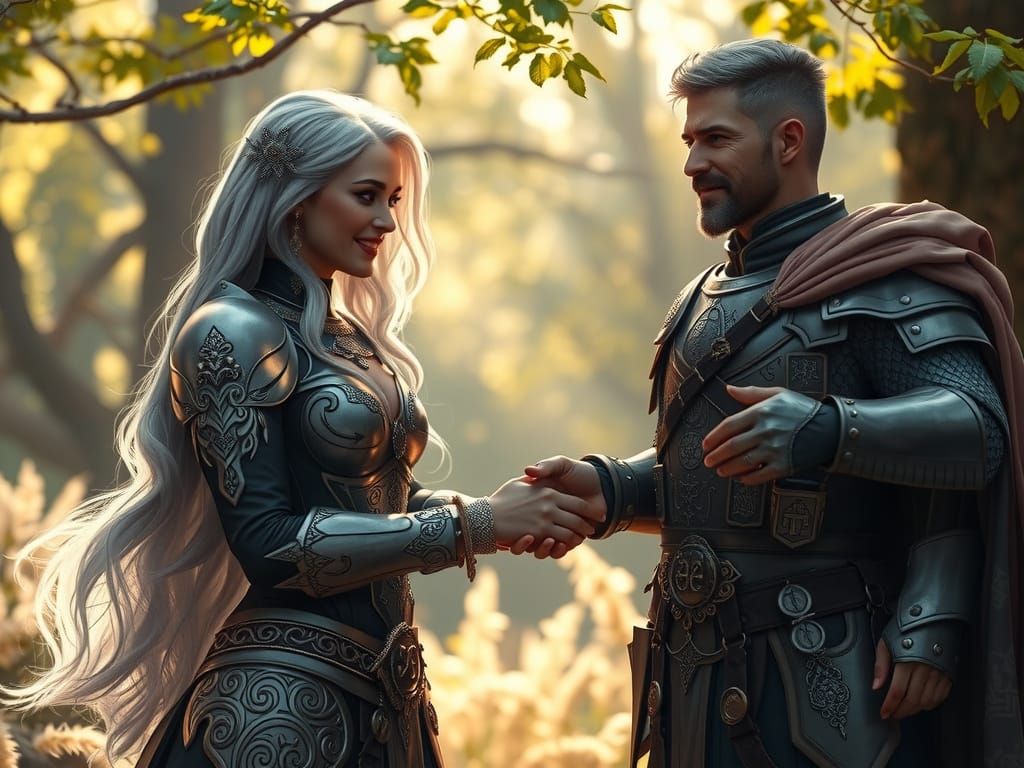 Ethereal Aasimar Paladin in Whimsical Natural Setting