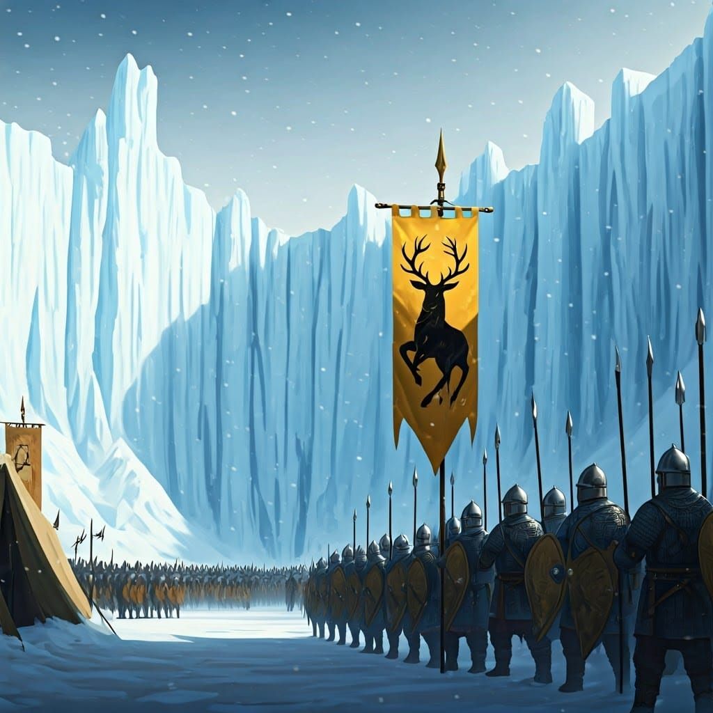 Medieval Army Masses Under the Ice Wall