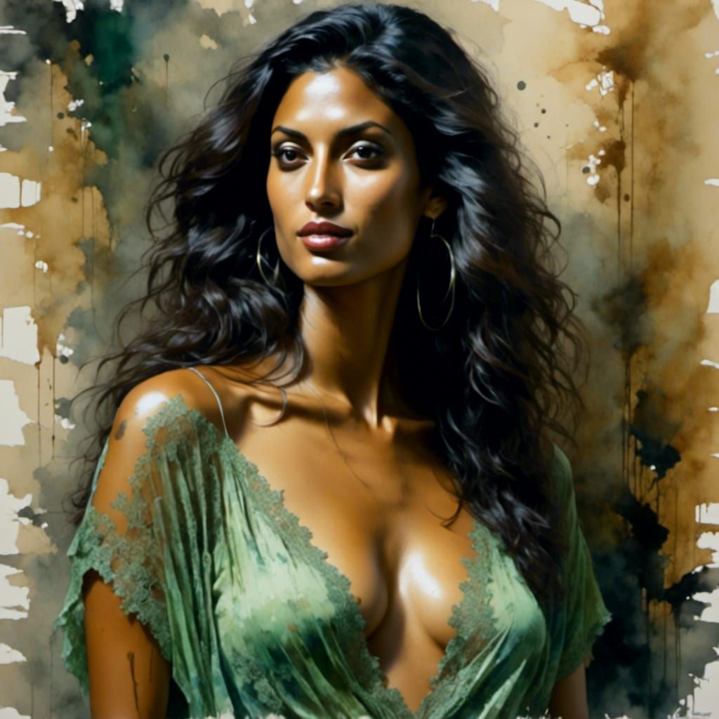 Beautiful Woman in Lace Dress With Chiaroscuro Lighting