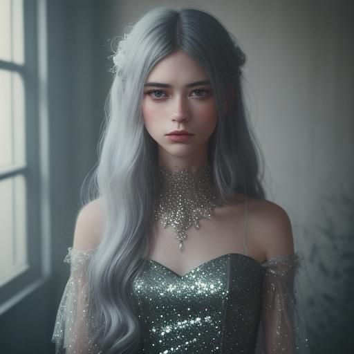 Person in Glitter Dress: Cinematic Film Still