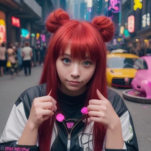 Cyberpunk Youtube Profile Picture: Cute Buns Character