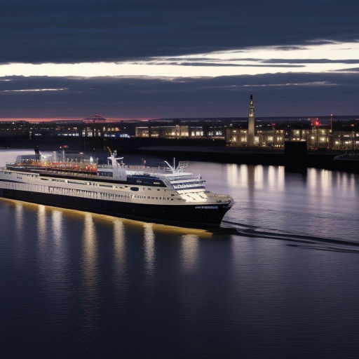Ferry Navigates Junction of Manchester Ship Canal and Mersey...