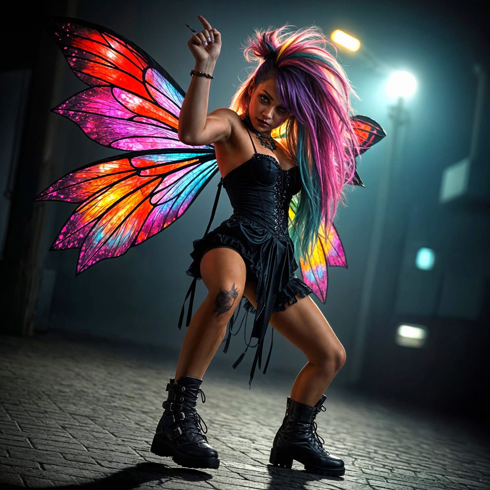 Gothic Fairy Dancer in Hyperrealistic Street Style