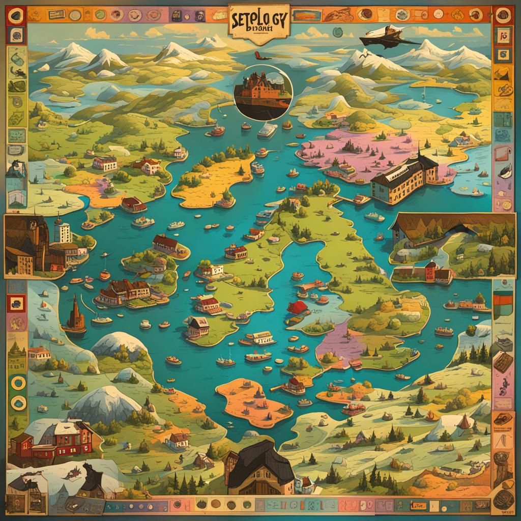 Septology Board Game in Pastel Pop Art Style
