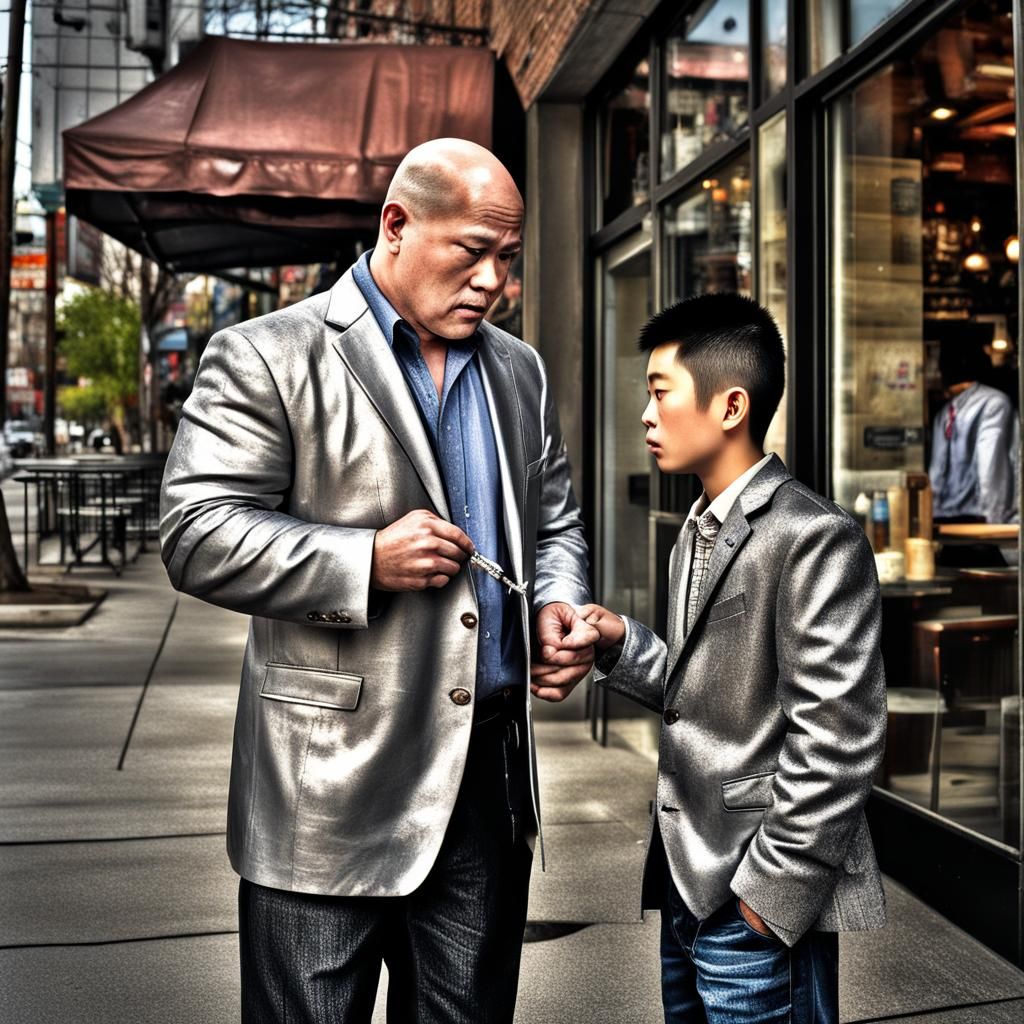 Helping Hand on City Sidewalk in Hyperrealism