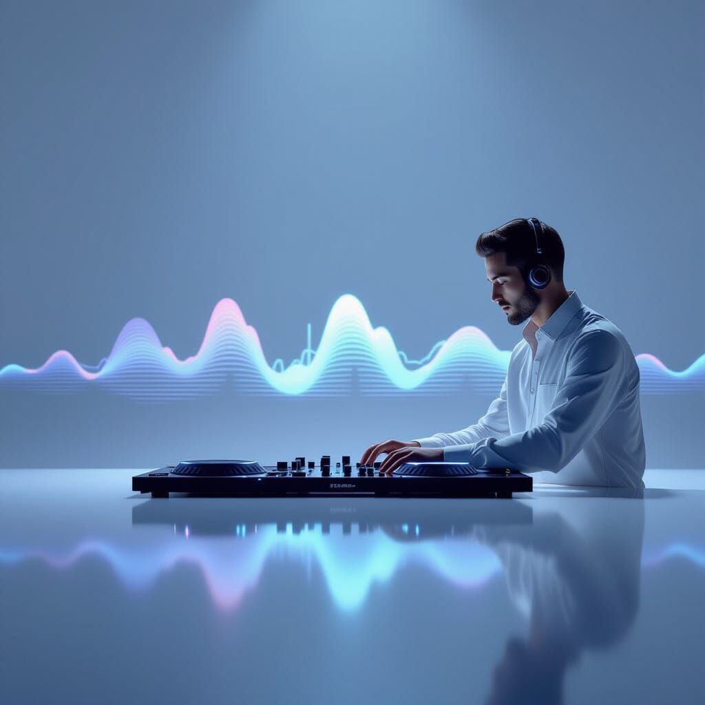 Minimalist Musical Background with Iridescent EQ Bars