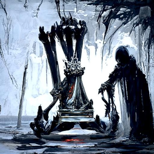 Skeleton King on Bone Throne: Horror Art