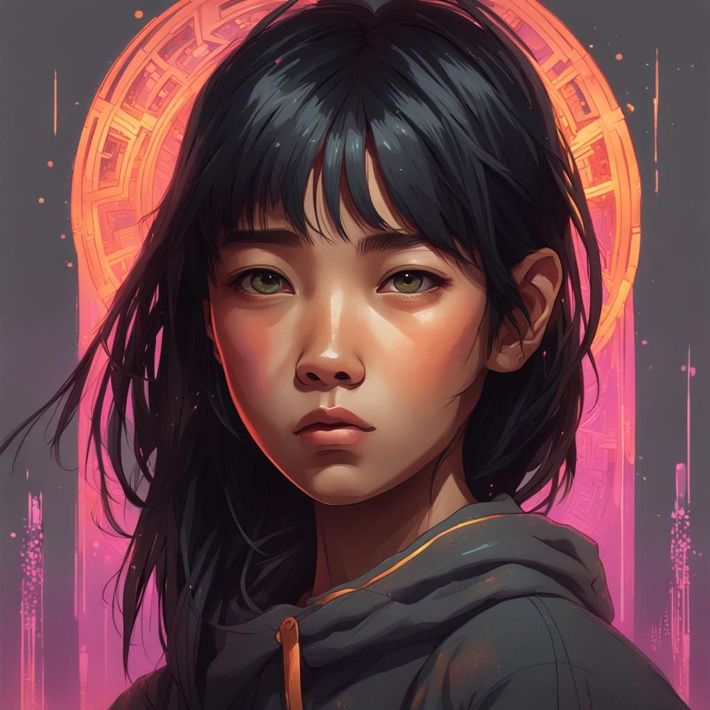 Detailed Portrait of a Girl with Dark Hair