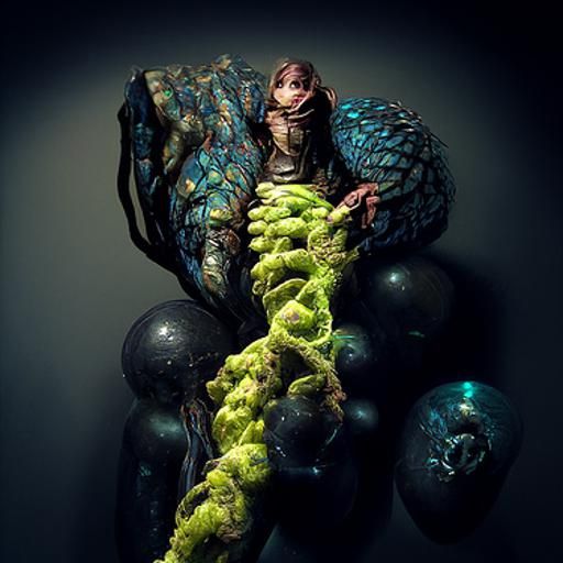 Girl in Biopunk Scarf: Alien Cybernetic Rendering