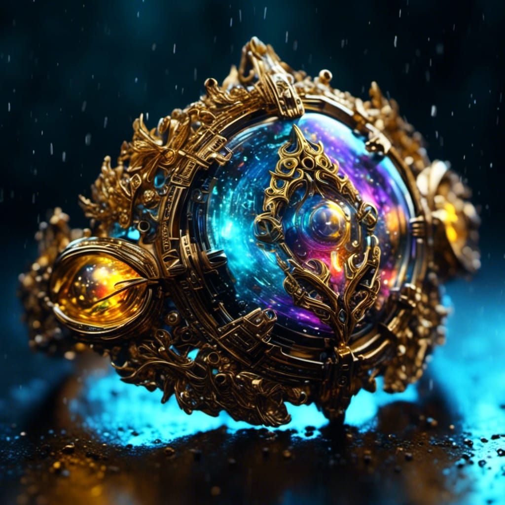 Black Gold Rainbow Ring in Hyperreal Style