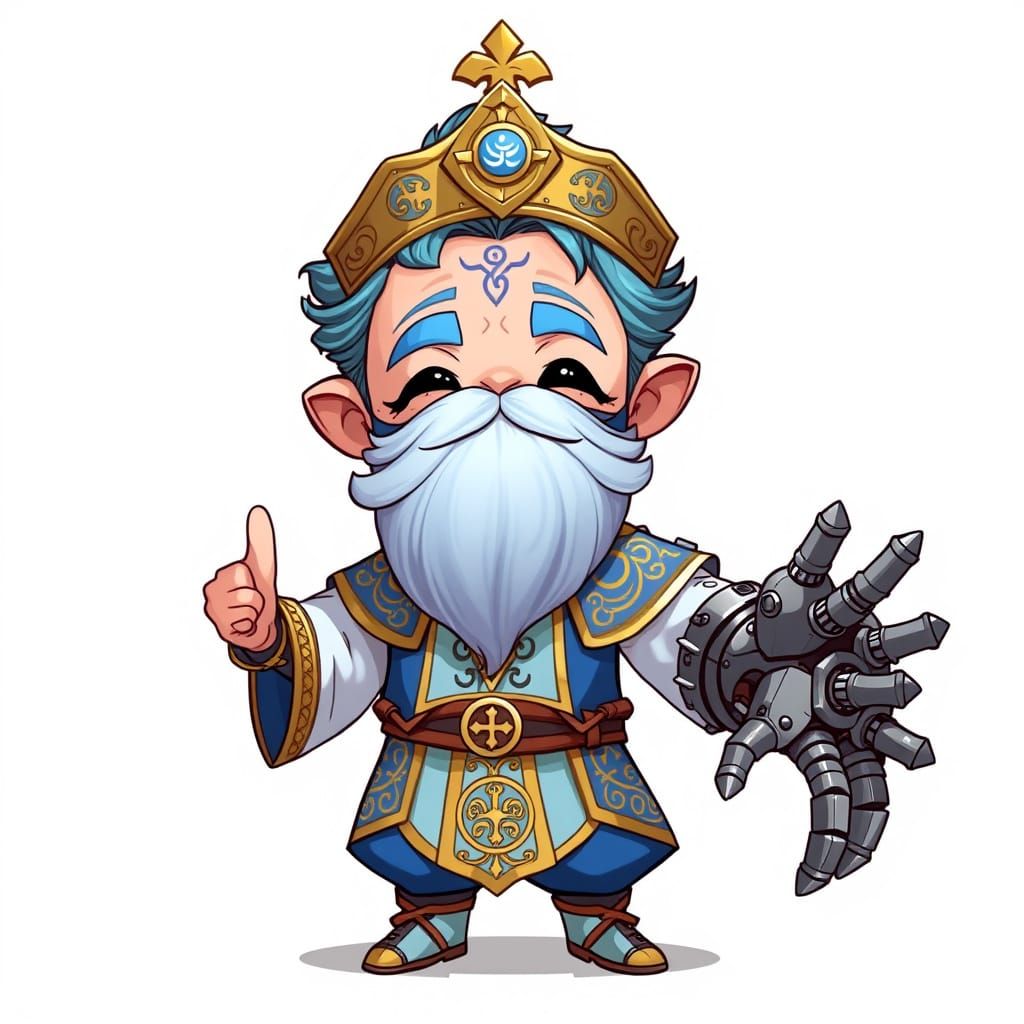 Chibi Pope Embodies Divine Technological Majesty