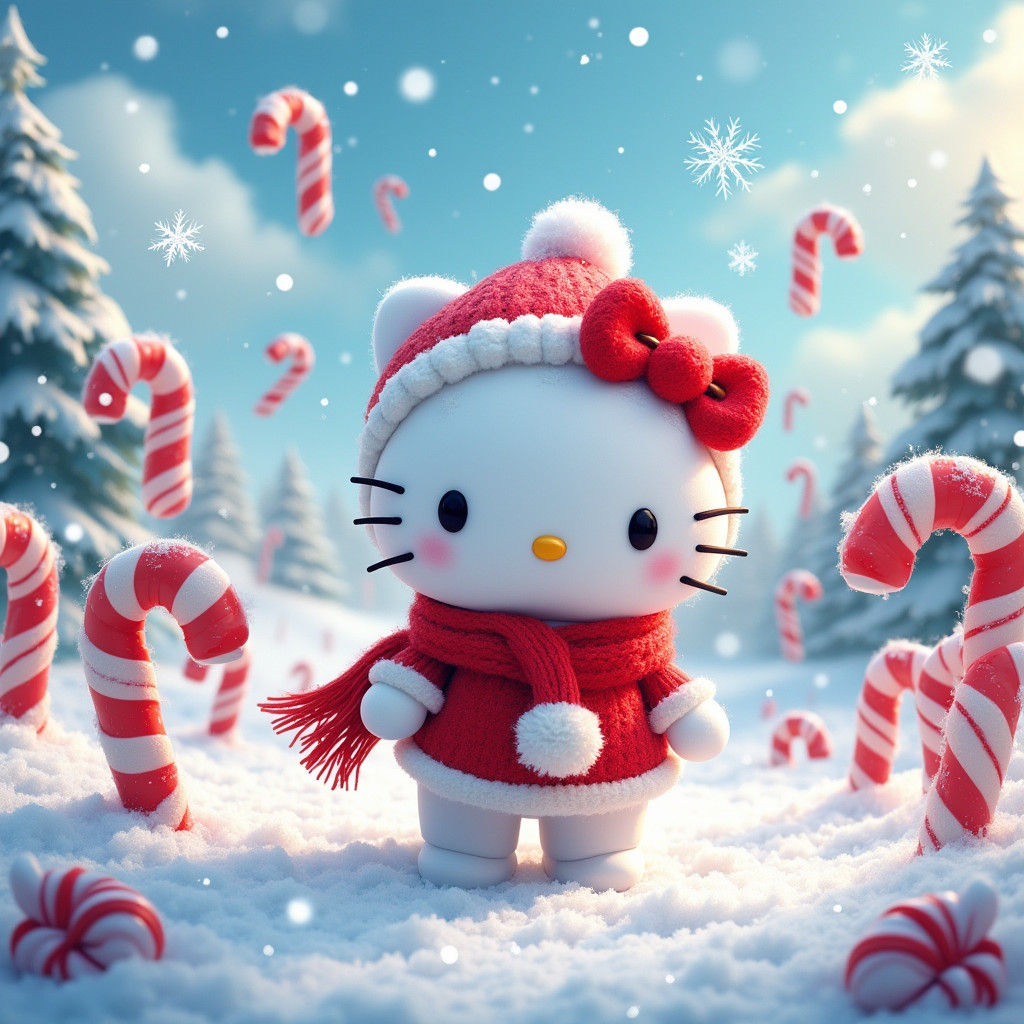 Hello Kitty's Winter Wonderland: A Digital Illustration