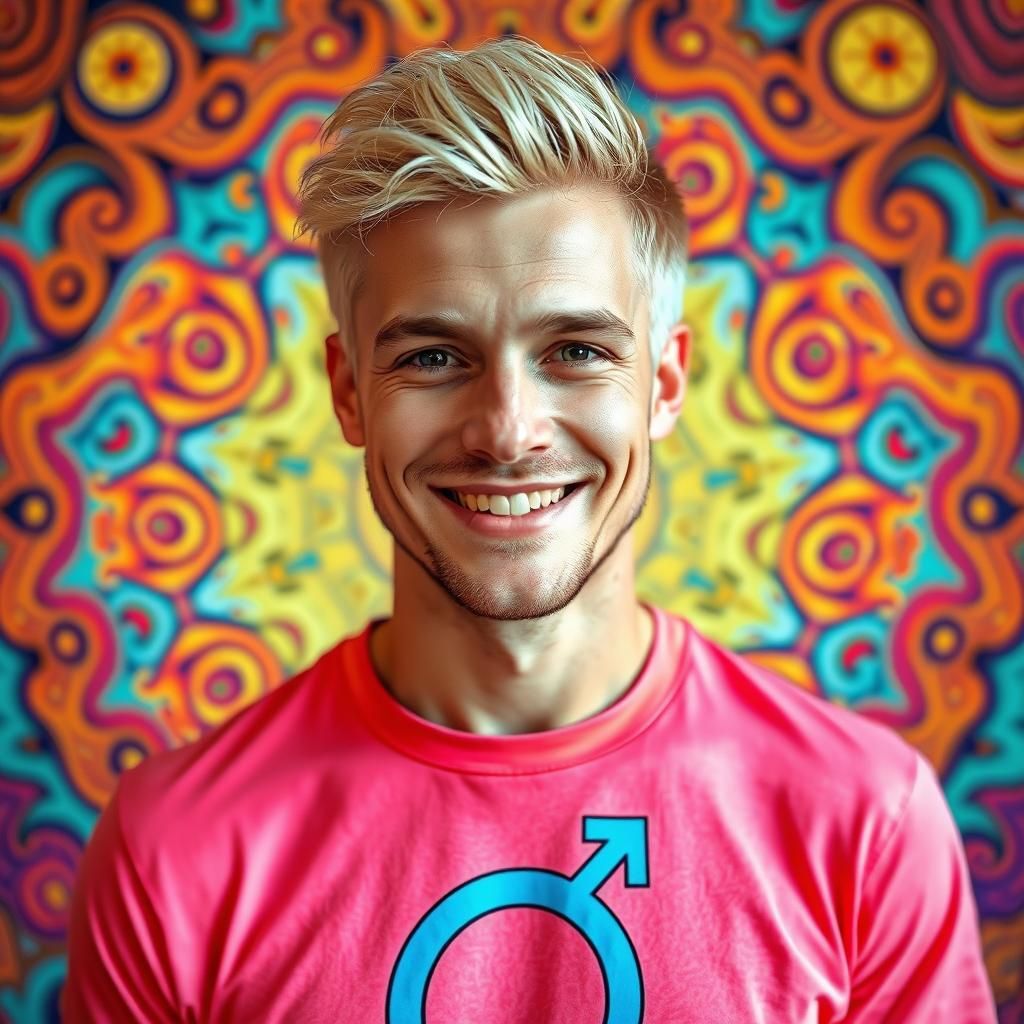 Handsome man in pink t-shirt