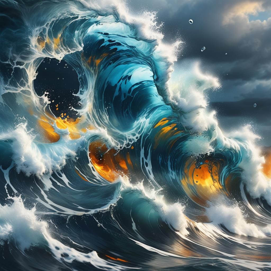 Turbulent Sea in Glass Container: Hyperrealistic Concept Art
