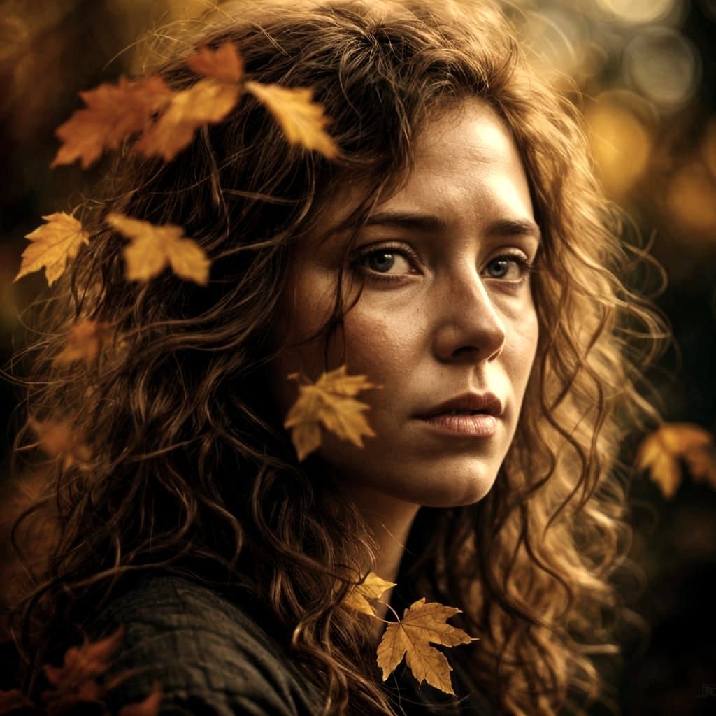 Double Exposure: Woman and Autumn Landscape