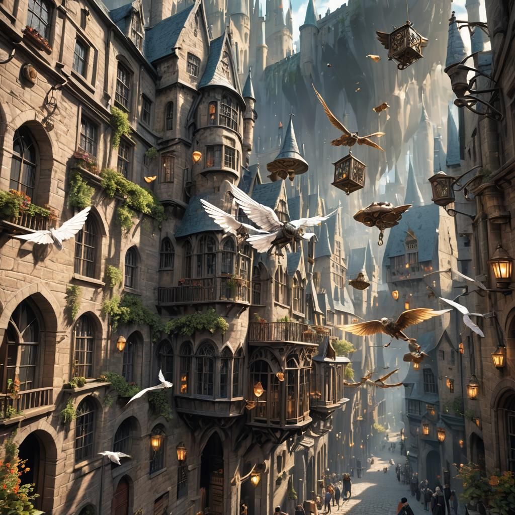 Flying Keys: 3D Anime Art Inspired by Harry Potter