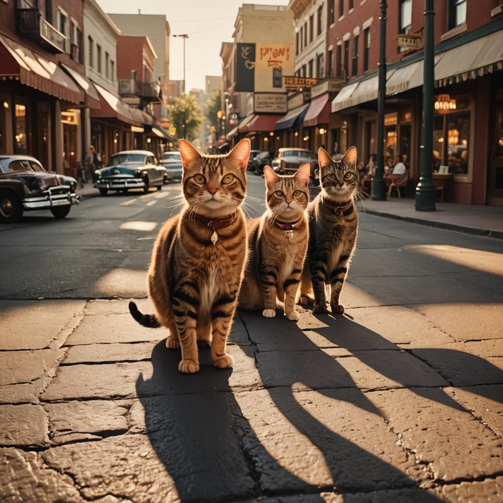 Cats in 1950s Outfits on Main Street USA
