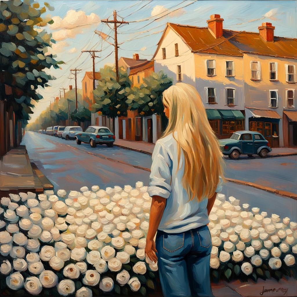 Woman with Roses: An Impasto Style Portrait