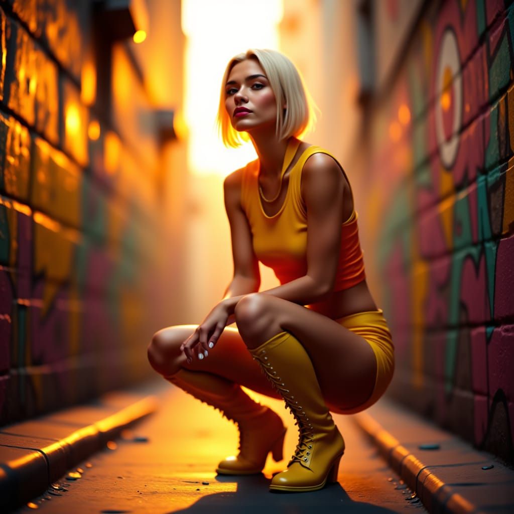 A cinematic portrait of a striking woman