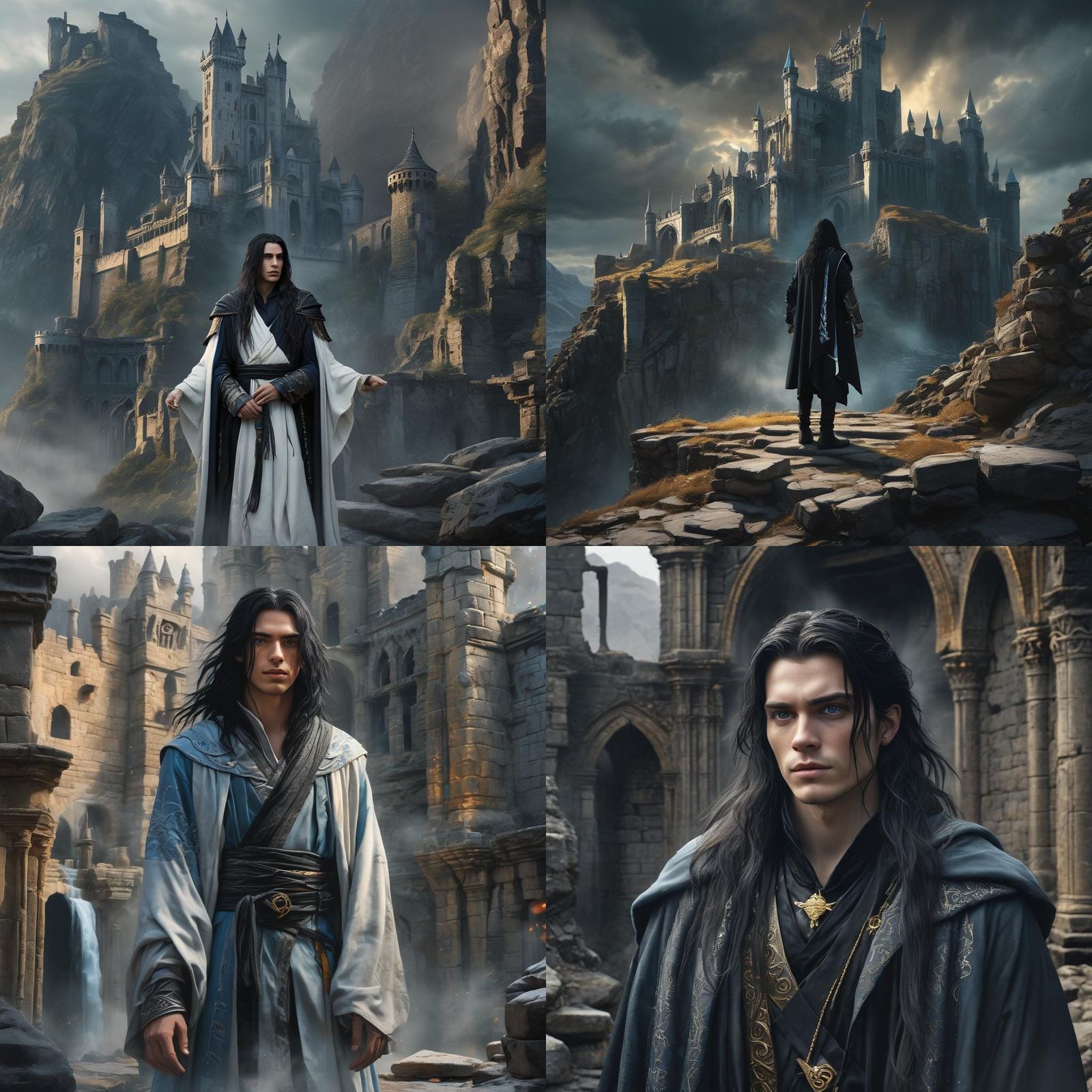 Androgynous Wizard Portrait in Fantasy Landscape