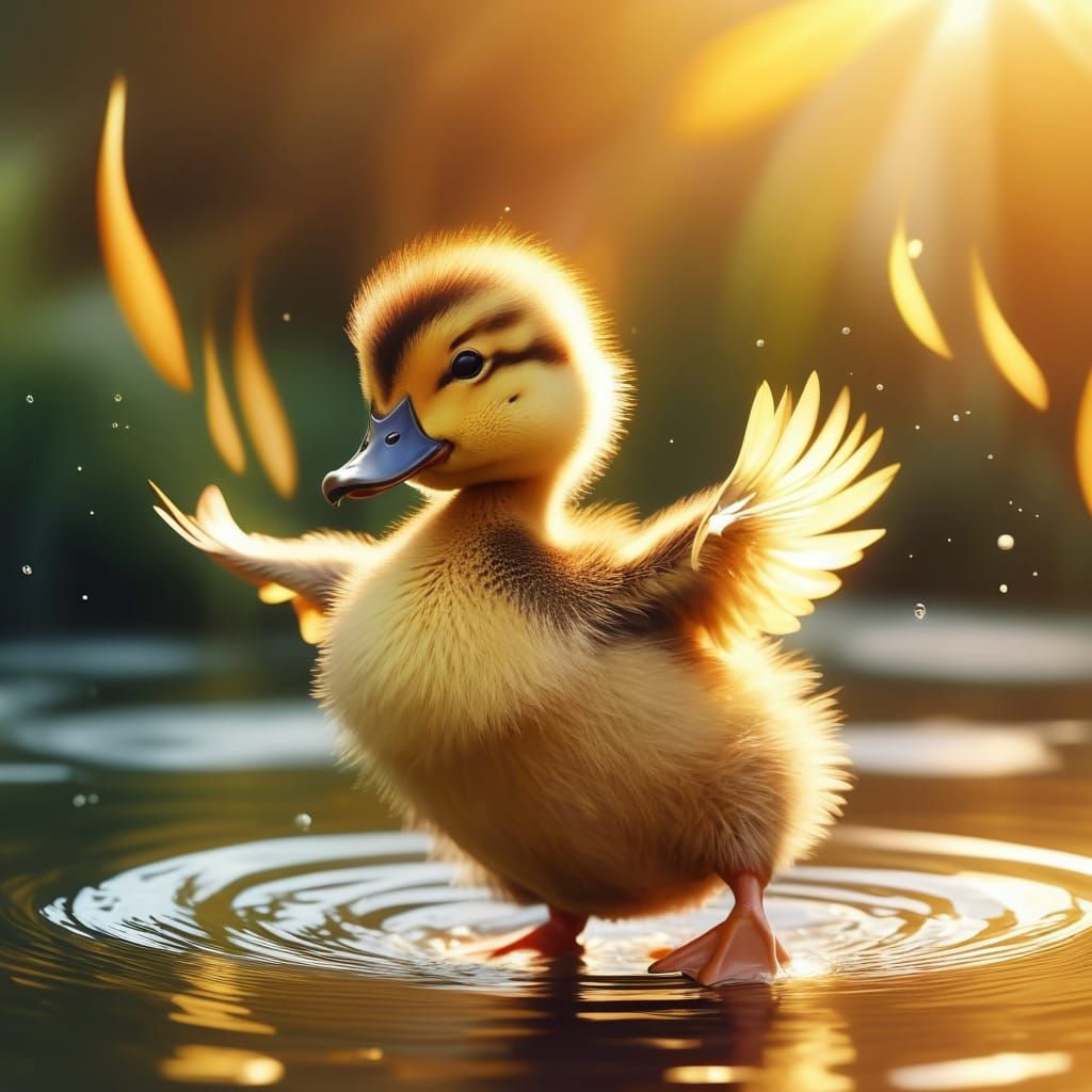 Dancing Duckling in Cartoon Style