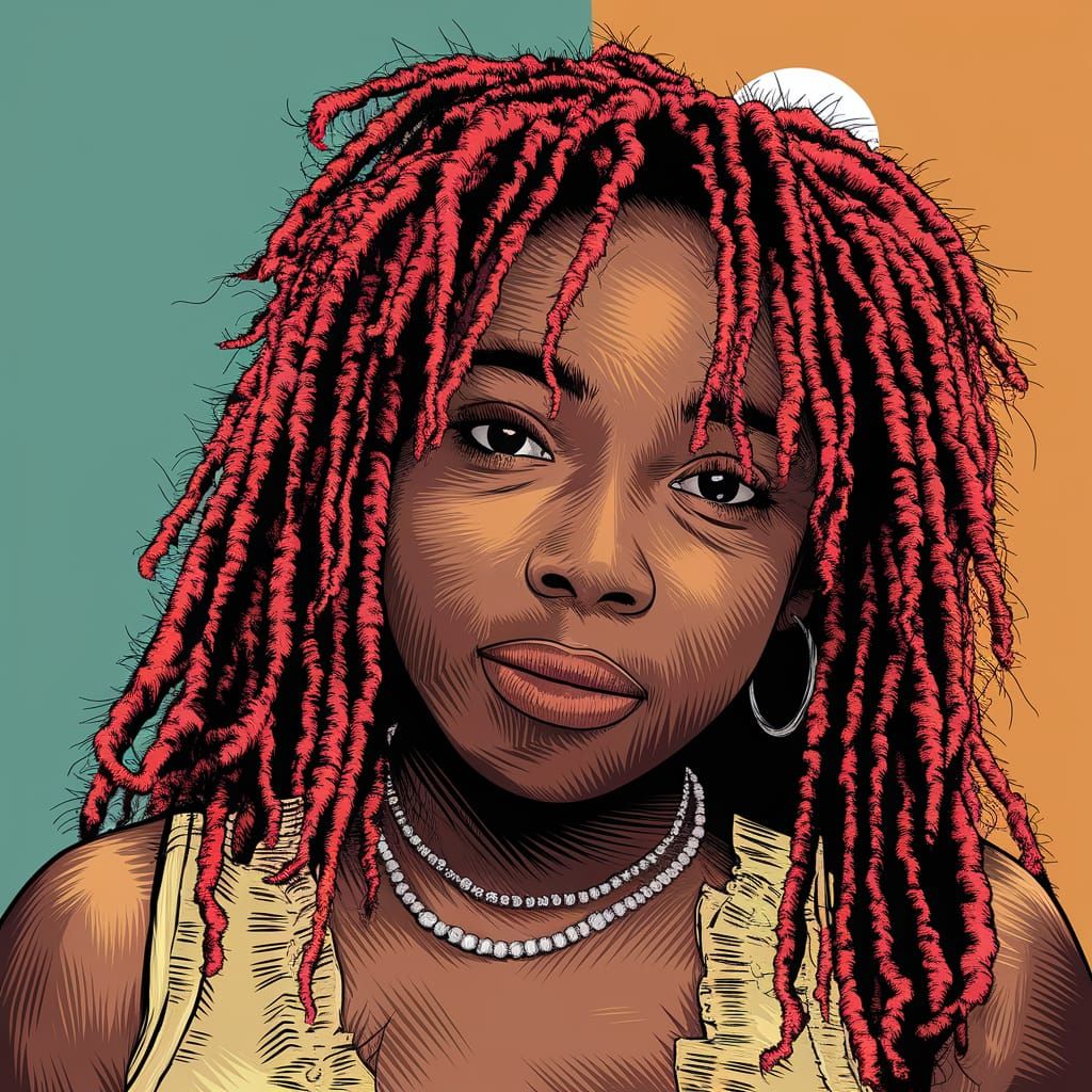 Abstract Fuzzy Scarlet Texture as Cel-Shaded Art