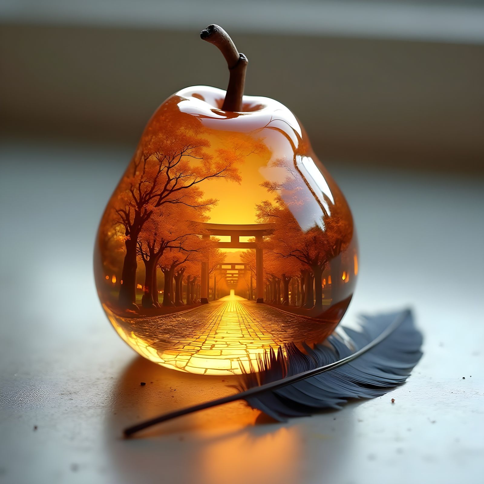 Crystal Mandarin Still Life with Sensoji Temple