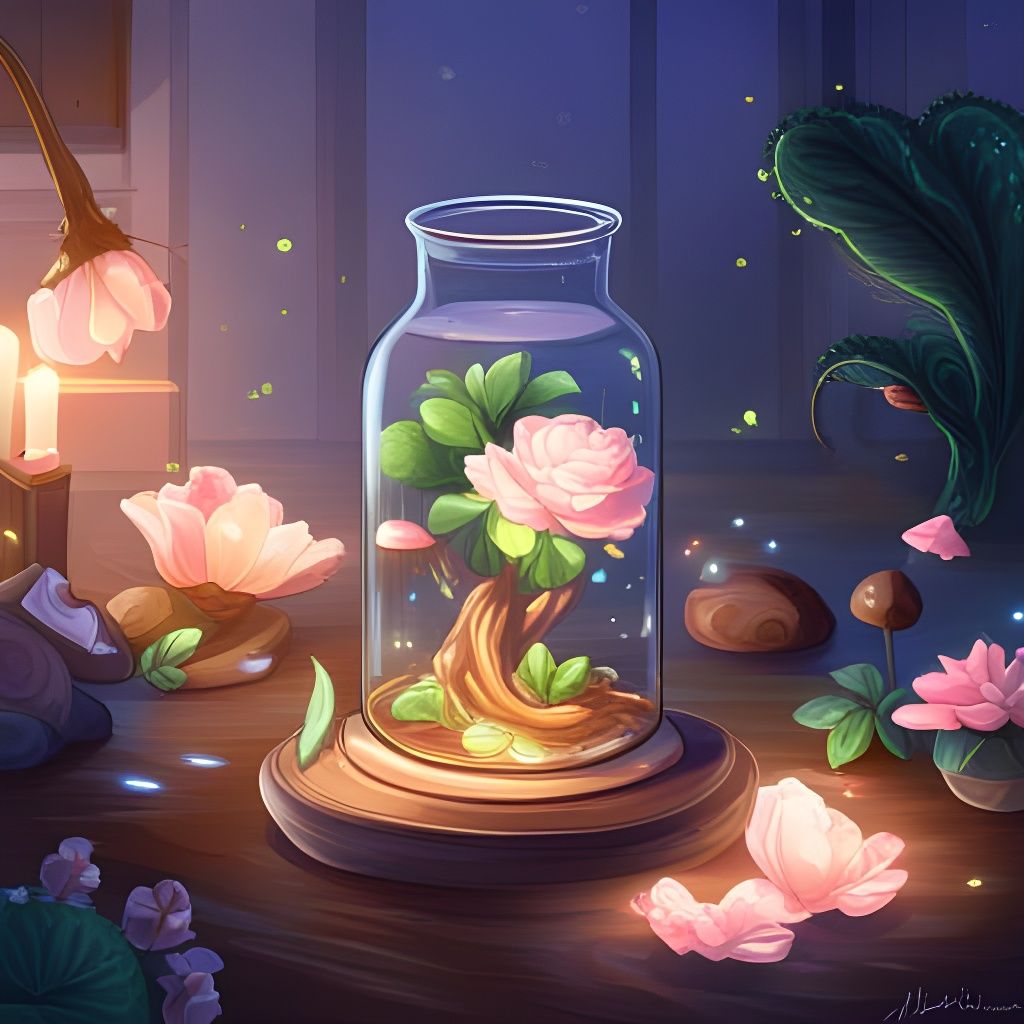 Magical Tree in Apothecary Jar: Anime Art