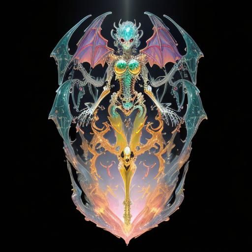 Rainbow Slime Dragon Girl with Metal Skeleton