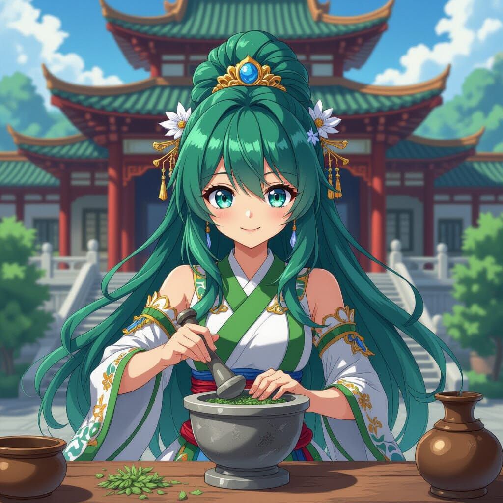MaoMao Mixes Herbs in Anime Style