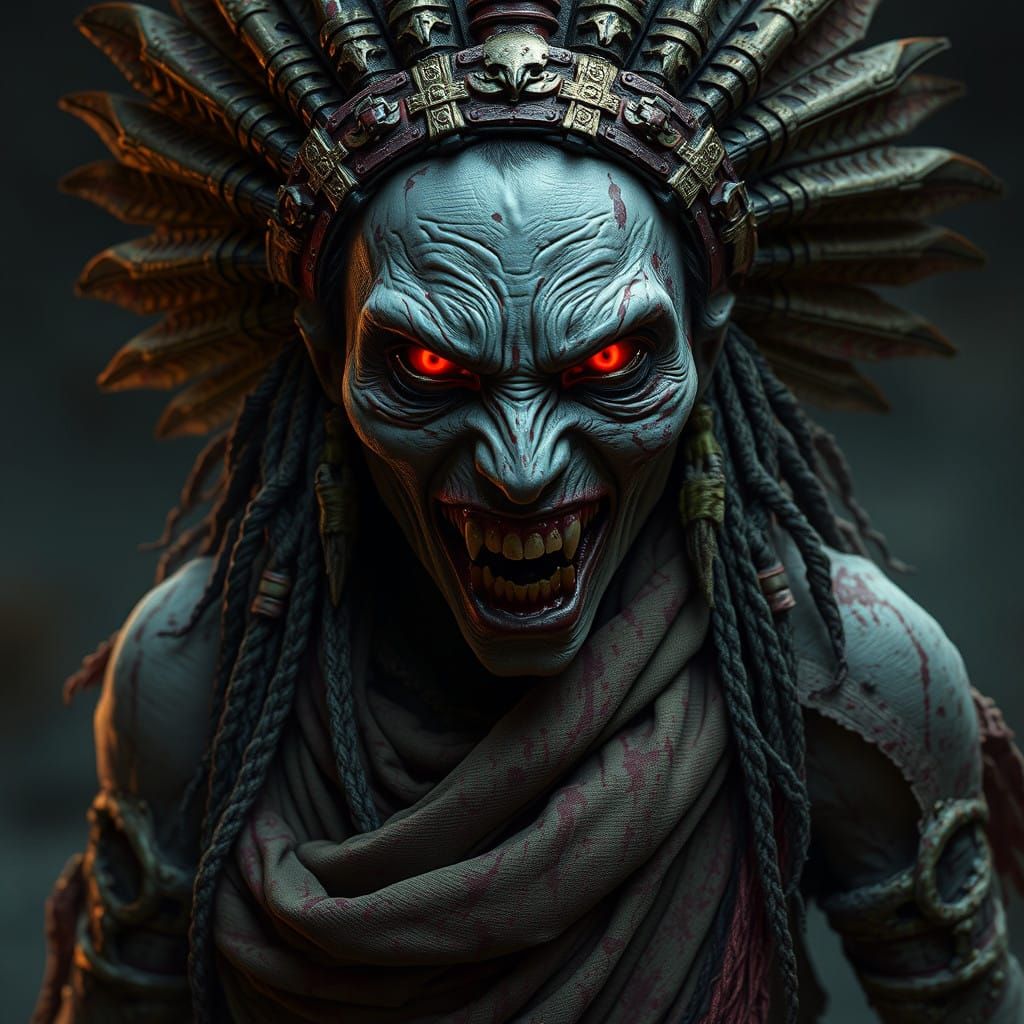Dark Fantasy Aztec Woman with Demonic Possession