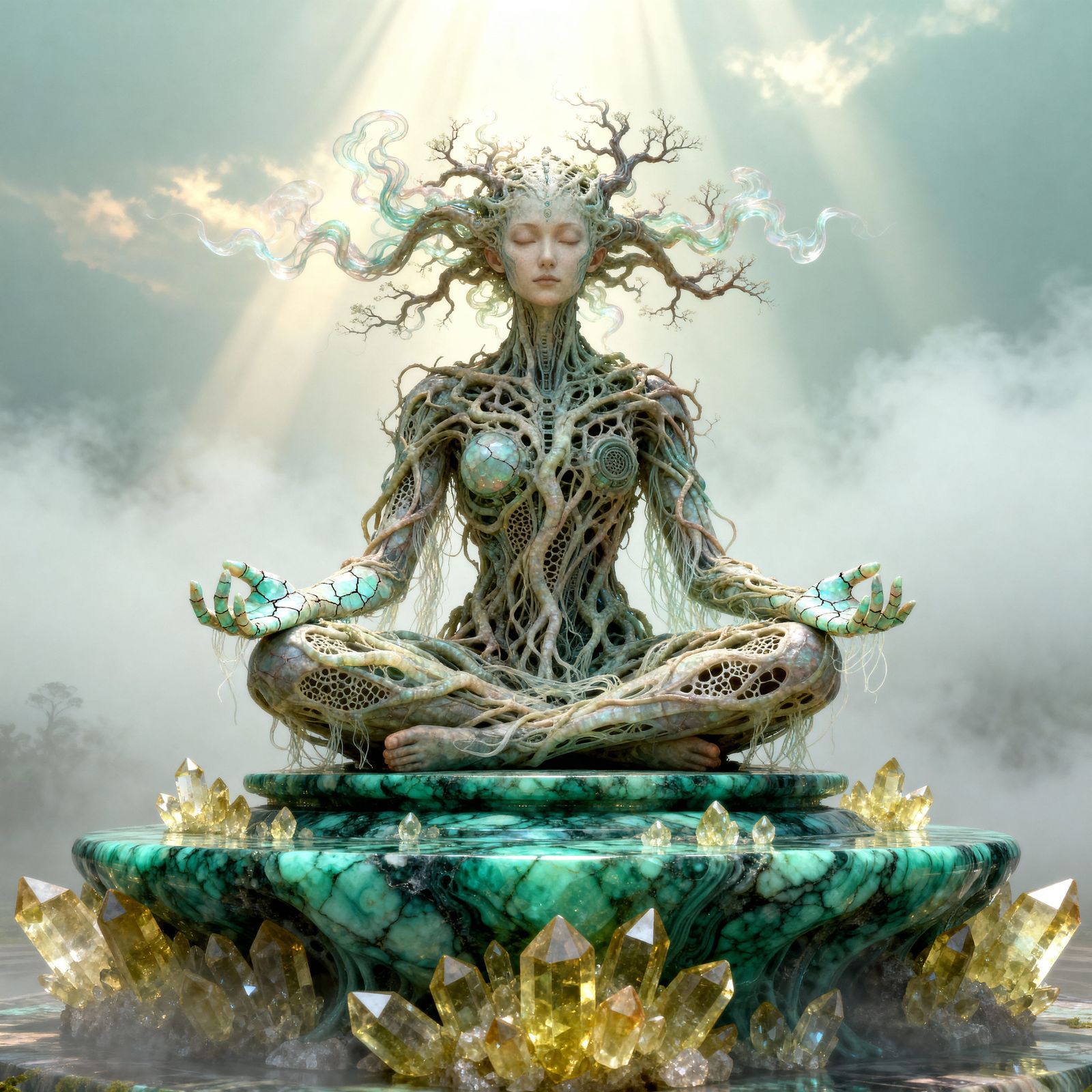 Mystical Root Figure on Malachite Altar