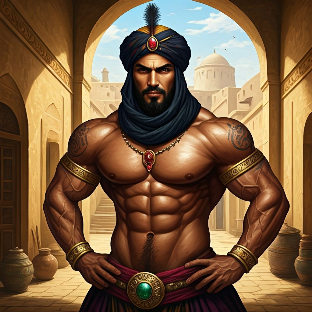 Muscular Middle Eastern Man in Persian Village