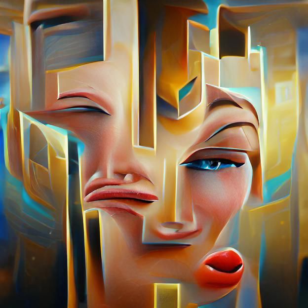 Disappointed Expression in Art Deco Style