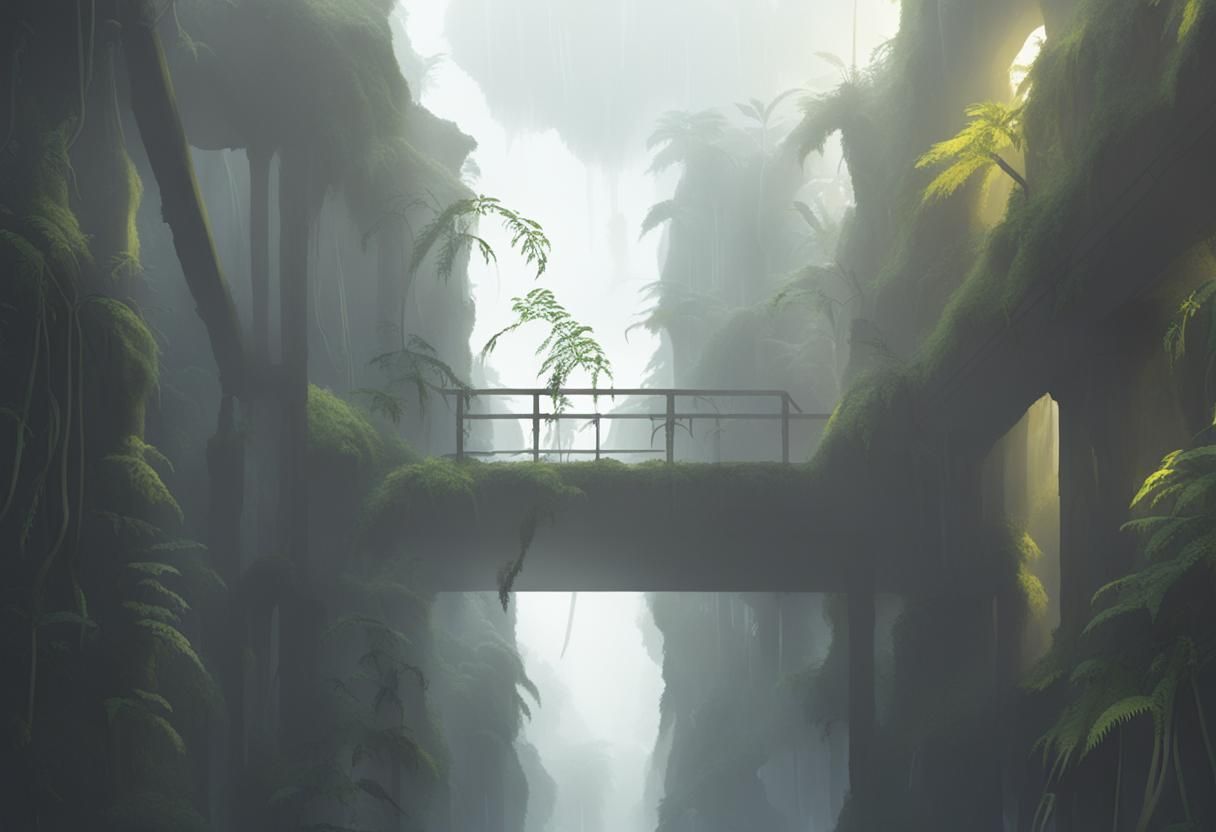Sunlit Jungle: Rain, Vines, and Intense Light
