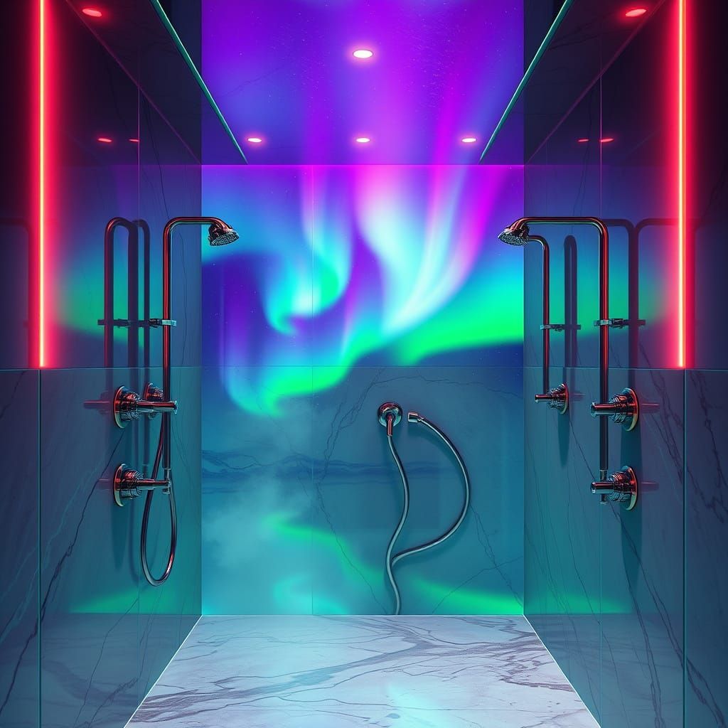 Aurora Borealis Illuminates Luxurious Shower Room