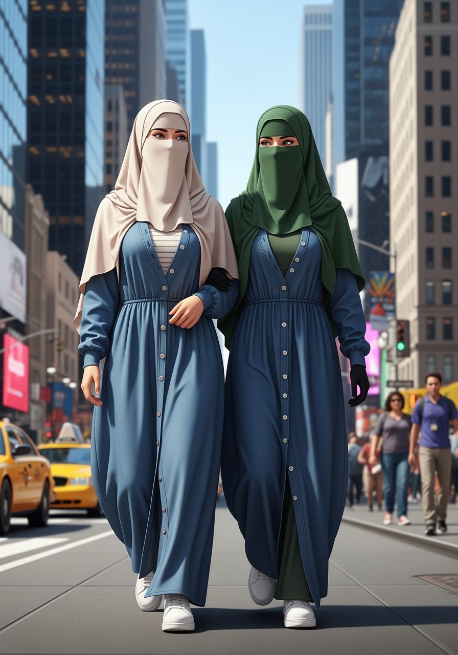 Niqabi Women Strolling Through New York City
