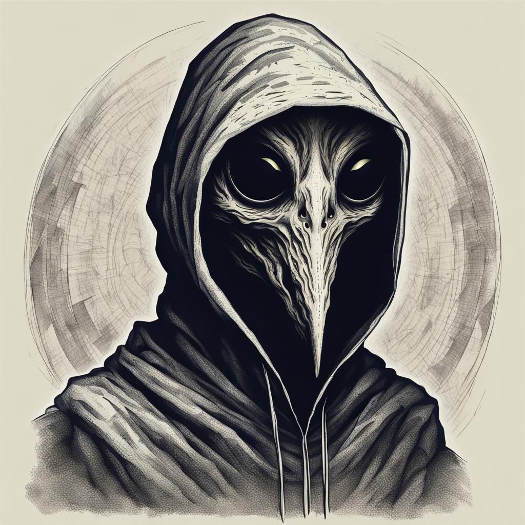 Enigmatic Hooded Alien Creature in Shadow
