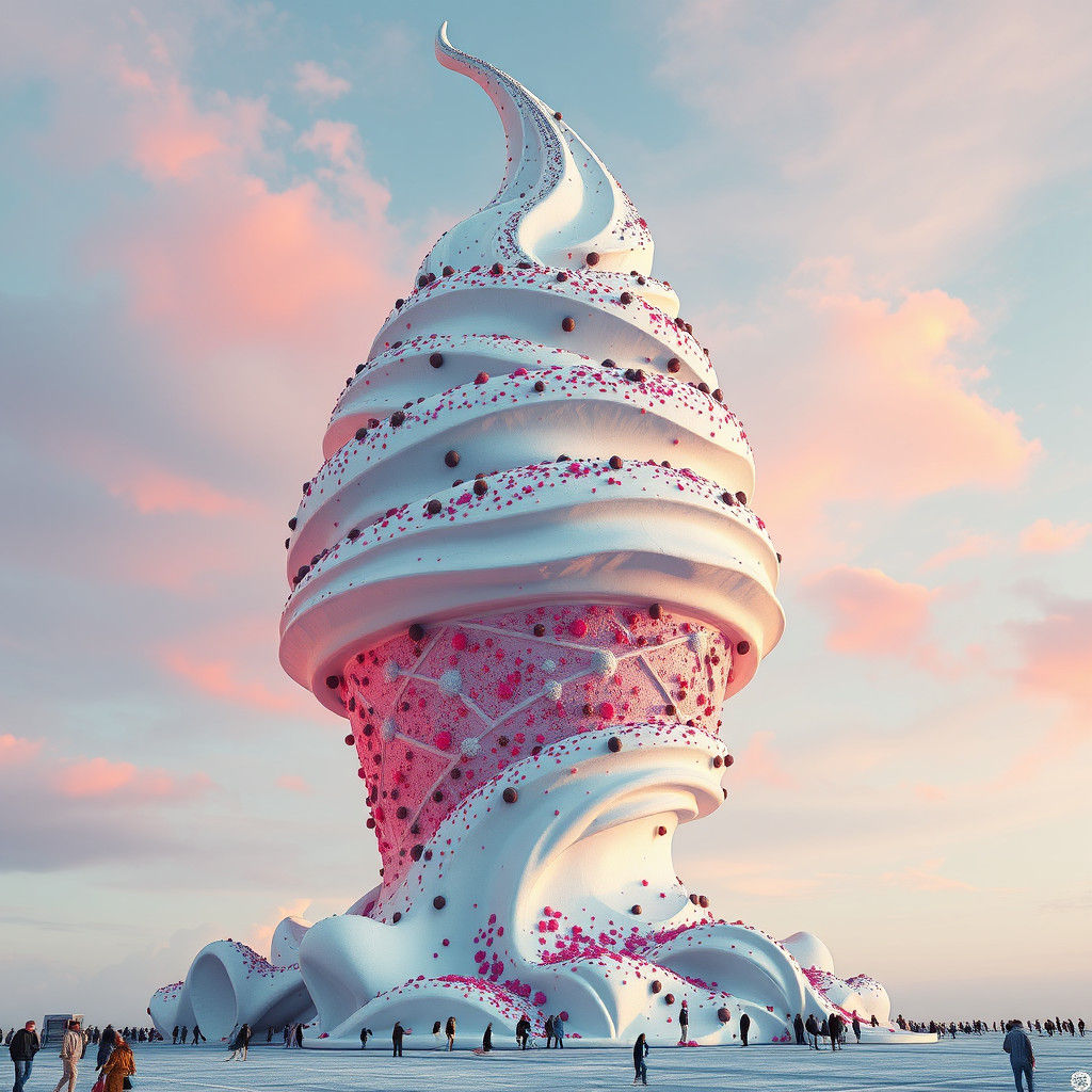 Fantasy Ice Cream Sculpture in Matte Painting Style