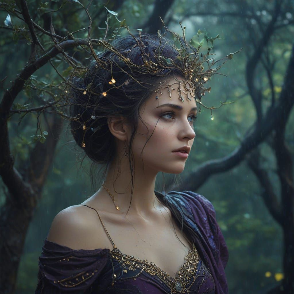 Ethereal Goddess in a Ruined Landscape